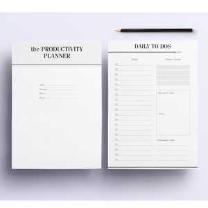 Productivité ULTIME, agenda imprimable liste de tâches, 21 pages de rangement au format A4, A5 et demi : agenda, agenda de projet image 1