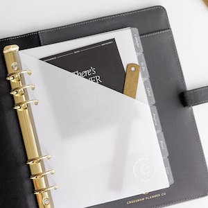 Insert de poche pour agenda | Pochette de luxe pour organisateur de voyage pour bagues personnelles et format A5 | Accessoires d'agenda minimalistes en vélin pour ranger les autocollants et les documents