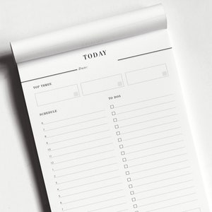 Daily Desk Pad, Minimal To Do Notepad, Daily Planner Notepad, A5 Desk Planner, Executive Daily Schedule with 50 Tear-Off Sheets