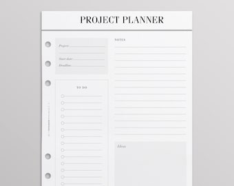 PRINTED Project Planner Pages A5 | Projects To Do List | Work Planner | Filofax A5, Kikki K Large, LV GM Agenda Inserts | Planner Inserts