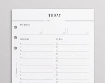 PRINTED Day On One Page Hourly Planner, DO1P, A5 Planner Inserts, Daily Planner Refill, A5 Daily Planner, A5 Filofax Inserts A5 Planner