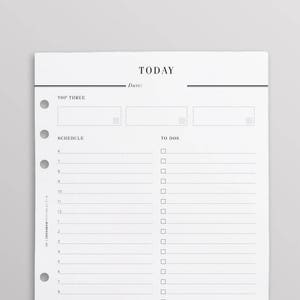 PRINTED Day On One Page Hourly Planner, DO1P, A5 Planner Inserts, Daily Planner Refill, A5 Daily Planner, A5 Filofax Inserts A5 Planner