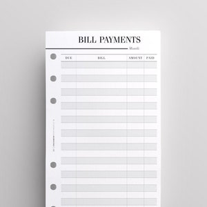 PRINTED Personal Planner Inserts | Bill Pay Filofax Personal Inserts | Budget Planner Kikki K Medium Inserts | Financial Planner LV MM