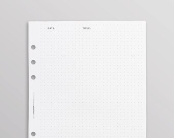 IMPRIMÉ, grille de points, minimal, pages A5 | Planificateur de projet | Croquis | Encarts A5 Filofax | Grandes empiècements Kikki K