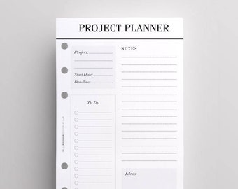 PRINTED Project Planner Pages | Personal Size Planner Inserts | To Do List | Printed Filofax Personal Inserts | Minimal LV MM Agenda Refill