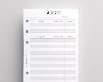 PRINTED Personal Size Budget Planner Inserts | Monthly Budget, Finance Planner, Printed Personal Inserts, Filofax Personal, Kikki K Medium