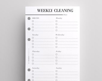 PRINTED Weekly Cleaning Schedule | Printed Personal Planner Refill, Cleaning Checklist, Cleaning Planner Pages, Websters Color Crush Inserts