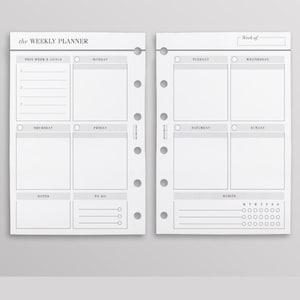 PRINTED WO2P Productivity Edition | Pocket Weekly Planner Inserts | Week On Two Pages | LV PM Printed Inserts | Filofax Pocket Refill Pages