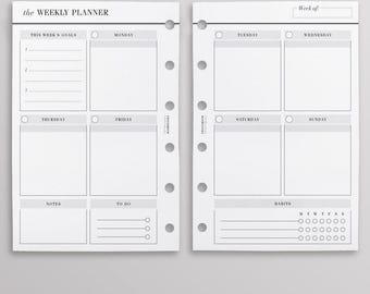 Gedruckte WO2P Produktivitätsausgabe | Einlagen für den Taschenwochenplaner | Wochenübersicht auf zwei Seiten | Gedruckte LV PM-Einlagen | Filofax Pocket Nachfüllseiten