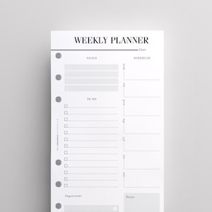 PRINTED Personal Size Weekly Planner Inserts | Week On One Page | Personal Filofax Planner Refill | Printed Kate Spade Planner Inserts