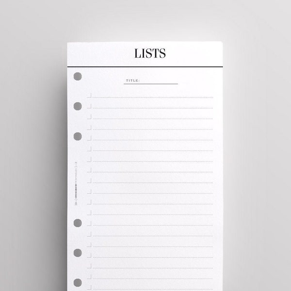 PRINTED Minimal List Filofax Personal Inserts | Printed Kikki K Medium Inserts | To Do List Personal Size | List Planner Pages, LV MM