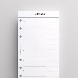 PRINTED Week On One Page Planner Inserts | Weekly Personal Size Personal Filofax Planner Refill | Printed Kate Spade Planner Inserts