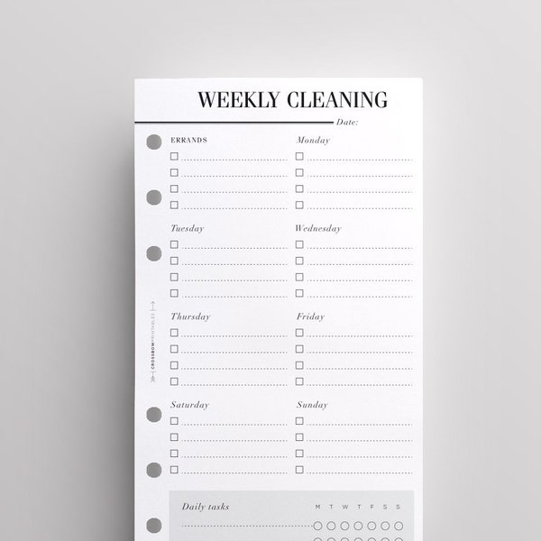 PRINTED Weekly Cleaning Schedule | Printed Personal Planner Refill, Cleaning Checklist, Cleaning Planner Pages, Websters Color Crush Inserts
