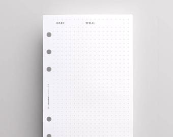 GEDRUCKT Personal Size Dot Grid Minimal Planner Einsätze | Schwarz-Weiß-Planer | Bedruckte Kikki K Medium Einsätze | Bullet Journal | Filofax