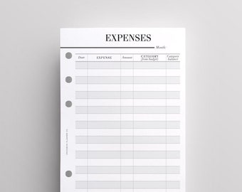 PRINTED Expense Tracker Personal Size | Zero Based Budget Planner Inserts - Categorised Expense Planner for LV MM Agenda & Personal Filofax