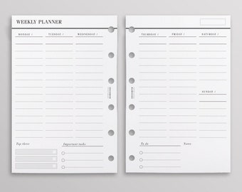 PRINTED WO2P Vertical Edition | Pocket Weekly Planner Inserts | Week On Two Pages | LV PM Printed Inserts | Filofax Pocket Refill Pages