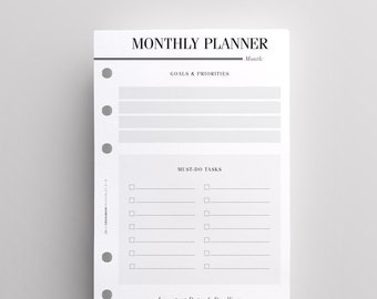 PRINTED Monthly Planner Inserts Personal Planner Refill | Kikki K Inserts, Filofax Personal, Kate Spade Planner, Personal Planner Inserts UK