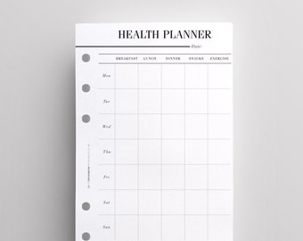 PRINTED Health Journal Personal Planner Inserts | Medium Kikki K Printed Planner Pages | Personal Size Filofax Inserts, LV MM Refill