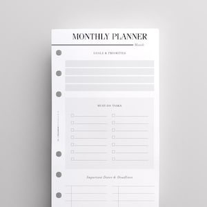 PRINTED Monthly Planner Inserts Personal Planner Refill Kikki K Inserts, Filofax Personal, Kate Spade Planner, Personal Planner Inserts UK image 1