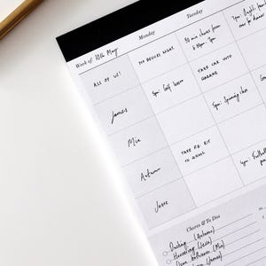Weekly Family Planner Notepad | Minimal Family Weekly Calendar and Schedule with Meal Planner | A4 Weekly Desk Pad | Gift for Mum Under 10 image 6
