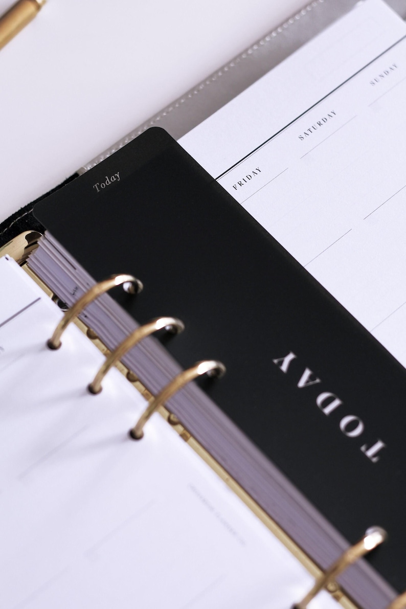 Minimal Planner Page Marker | Black Snap In Today Planner Bookmark for A5 and Personal Filofax and LV Agenda | Minimal Planner Accessories image 5