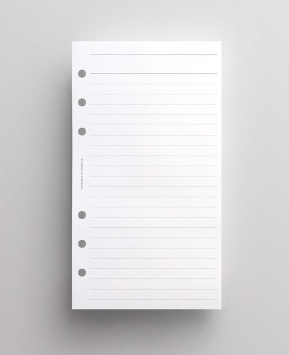 PRINTED Blank Tracker Insert Personal Size | Customisable Table Insert - for using as a Symptom Tracker, Order Tracker, Measurement Tracker