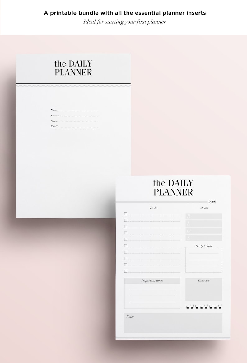 ULTIMATE Daily Planner Bundle, Printable Planner Inserts Kit: 20 Minimal Planner Essentials, Daily Planner, Weekly Agenda, To Do List, A5 image 2