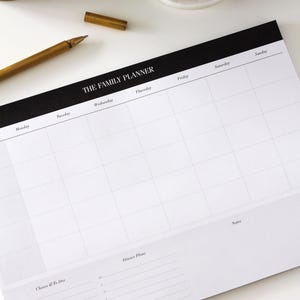 Weekly Family Planner Notepad | Minimal Family Weekly Calendar and Schedule with Meal Planner | A4 Weekly Desk Pad | Gift for Mum Under 10 image 8