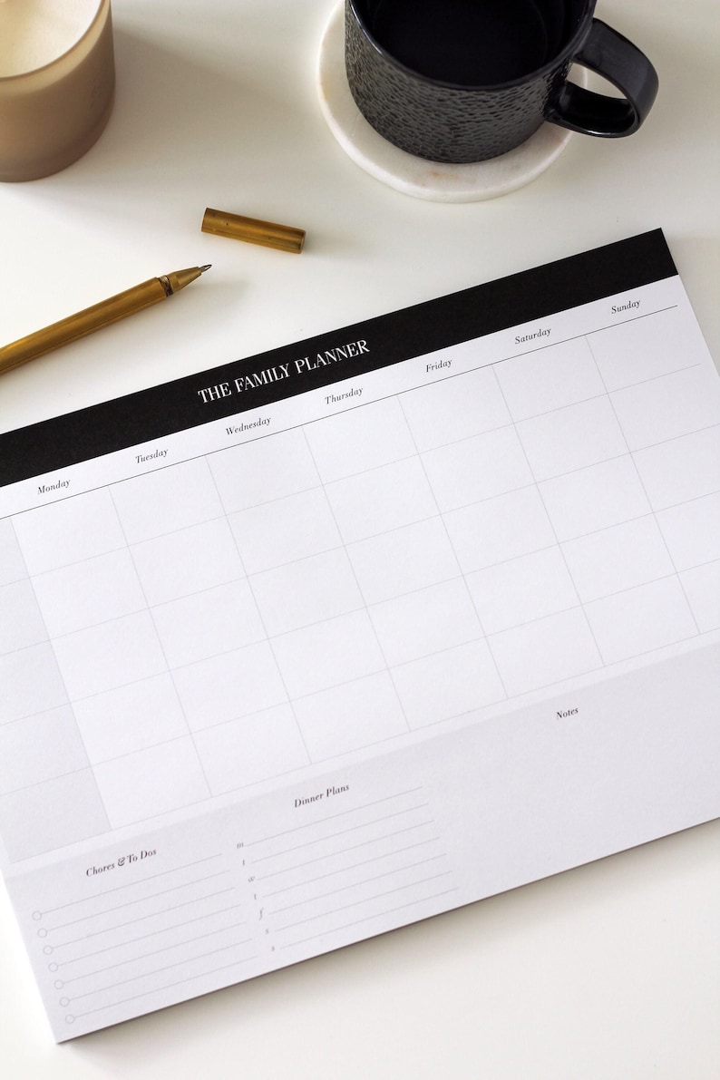 Weekly Family Planner Notepad | Minimal Family Weekly Calendar and Schedule with Meal Planner | A4 Weekly Desk Pad | Gift for Mum Under 10 image 8