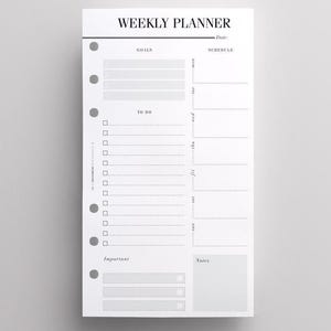 PRINTED Personal Size Weekly Planner Inserts | Week On One Page | Personal Filofax Planner Refill | Printed Kate Spade Planner Inserts