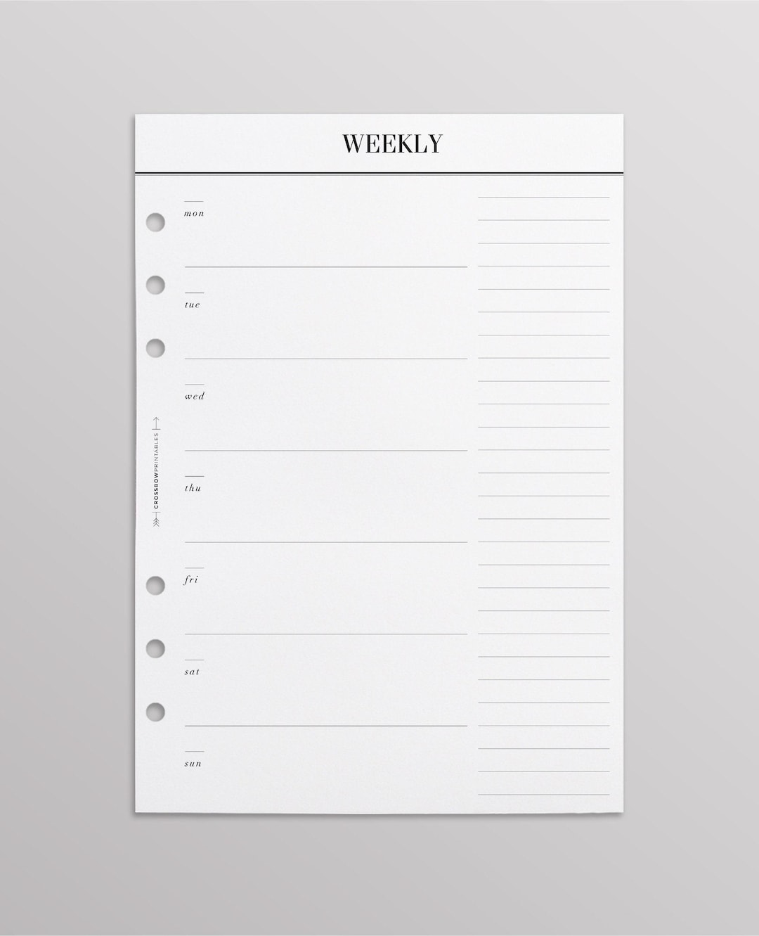 PRINTED A5 Week on One Page Planner Inserts | Weekly Overview | Printed ...