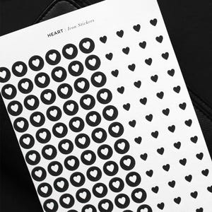 Heart Sticker Sheet | Minimalist Stickers - Hobonichi Icon Stickers - Love Stickers - 130 Mini Heart Stickers image 2