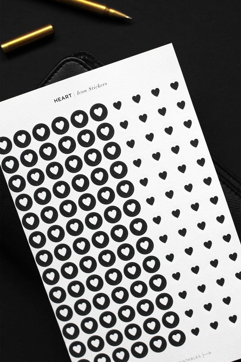 Heart Sticker Sheet | Minimalist Stickers - Hobonichi Icon Stickers - Love Stickers - 130 Mini Heart Stickers image 2