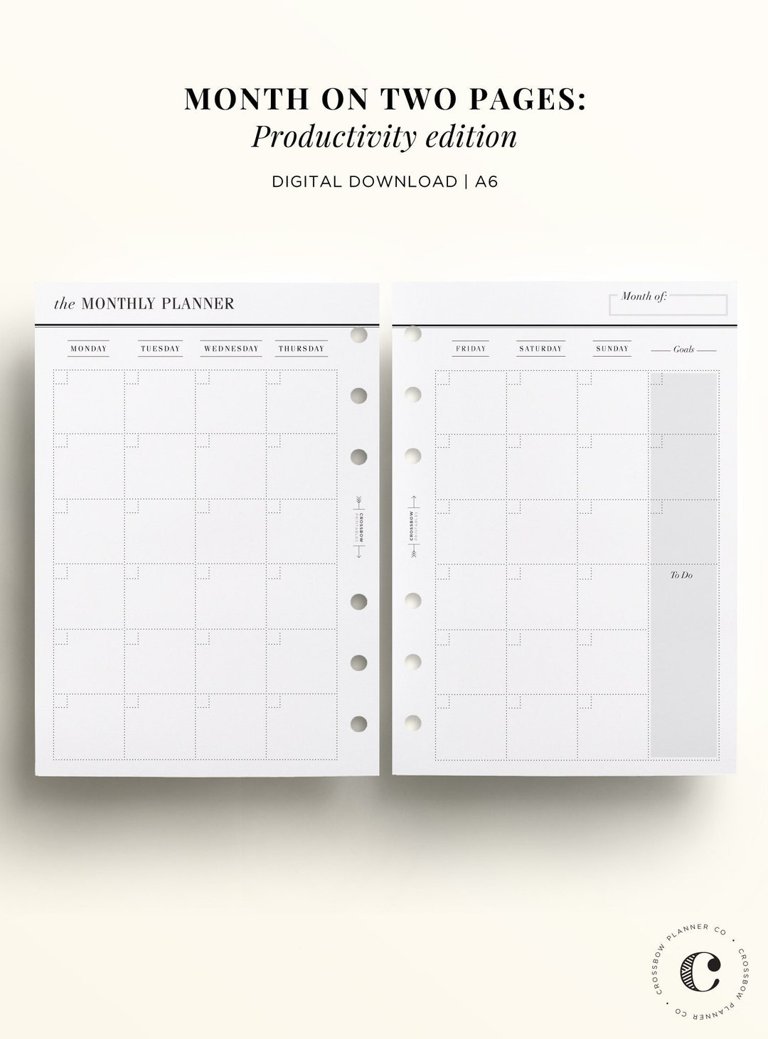 printable-a6-month-on-two-pages-printable-a6-monthly-calendar-printable-undated-monthly-insert-a6-planner-printable-etsy