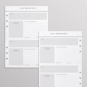 Paquete de planificadores de objetivos impresos / Insertos para planificador A5 impresos / Recambios minimalistas para planificador de objetivos / Insertos grandes para Filofax y Kikki K para planificación de objetivos imagen 4