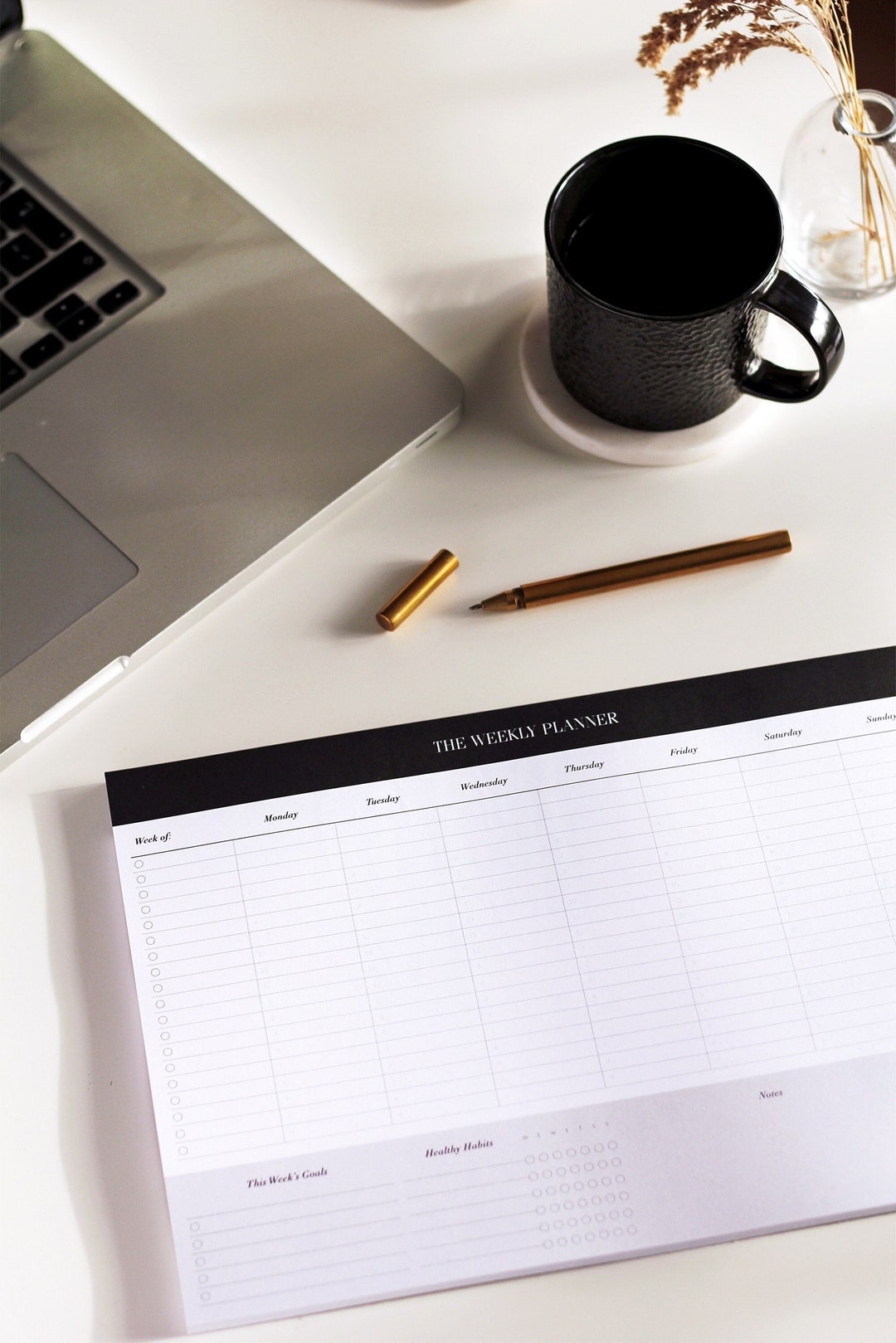 Executive Weekly Desk Pad, Minimal to Do Notepad, Weekly Calendar ...