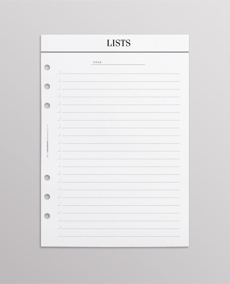 A5 List Planner Refill Pages | To-Do, Shopping, Task, Gift Lists Inserts (Louis Vuitton GM Compatible) image 1