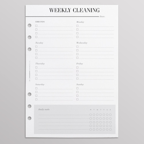 PRINTED Weekly Cleaning Schedule | Cleaning Checklist | Cleaning Planner Pages |  Chore Chart Inserts | A5 Planner Inserts Printed