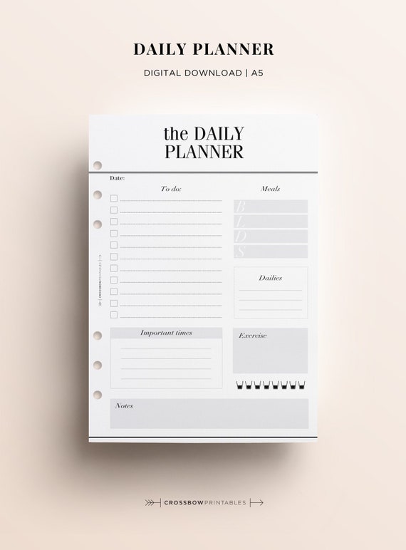 printable a5 daily planner insert printable printable day on etsy