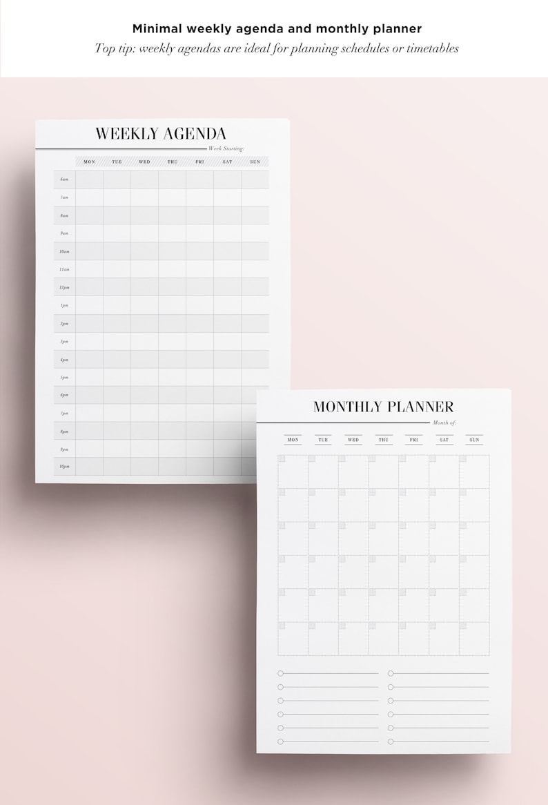 ULTIMATE Daily Planner Bundle, Printable Planner Inserts Kit: 20 Minimal Planner Essentials, Daily Planner, Weekly Agenda, To Do List, A5 image 4