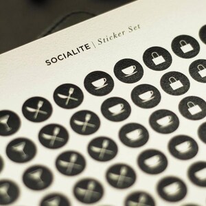 Socialite Black Icon Sticker Set - Chic Planner Stickers - Simple Stickers - Reminder Stickers, Cute Minimal Planner Sticker, Meal Stickers image 2