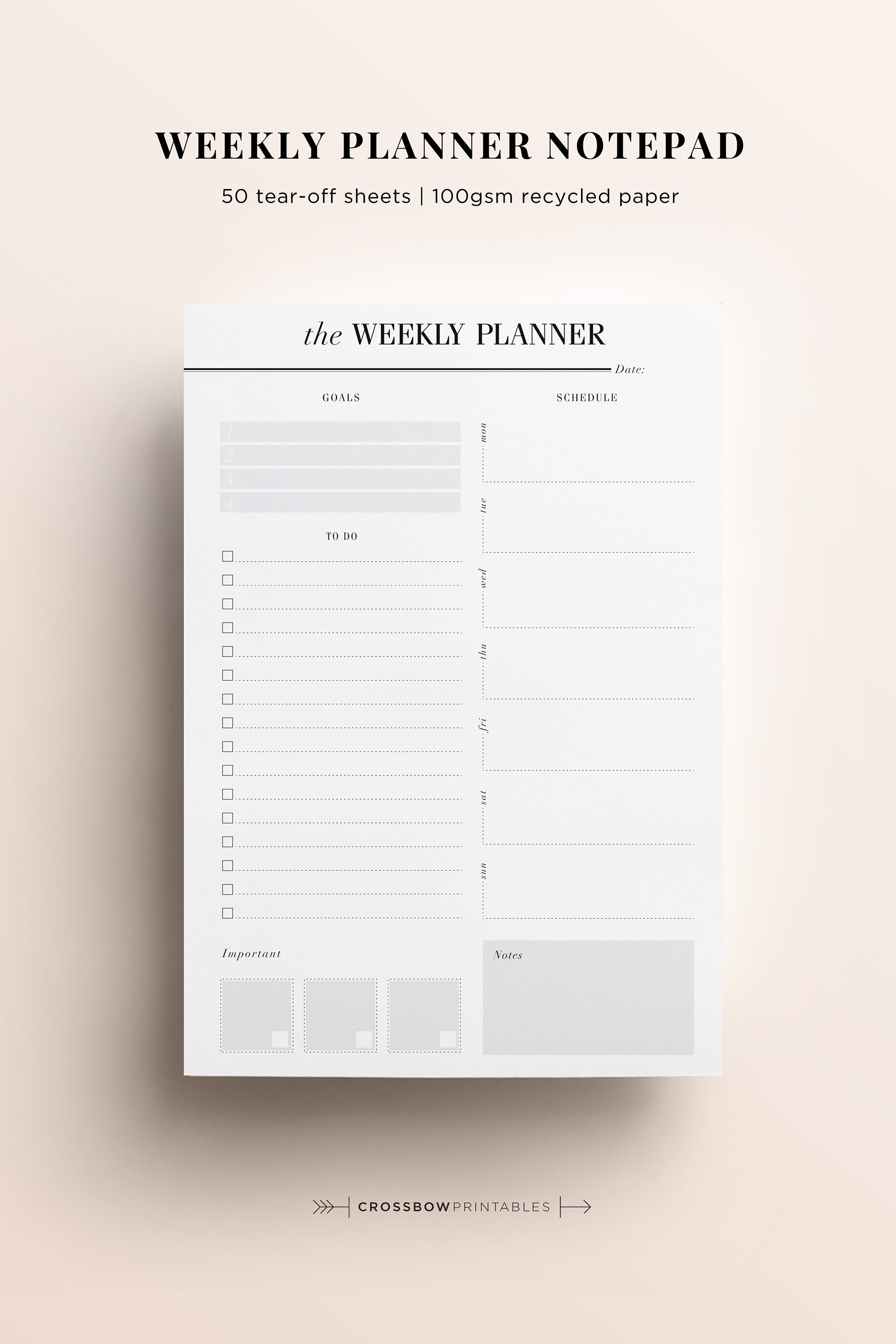 Weekly Planner Notepad / Desk Pad Planner / to Do List Notepad Etsy UK