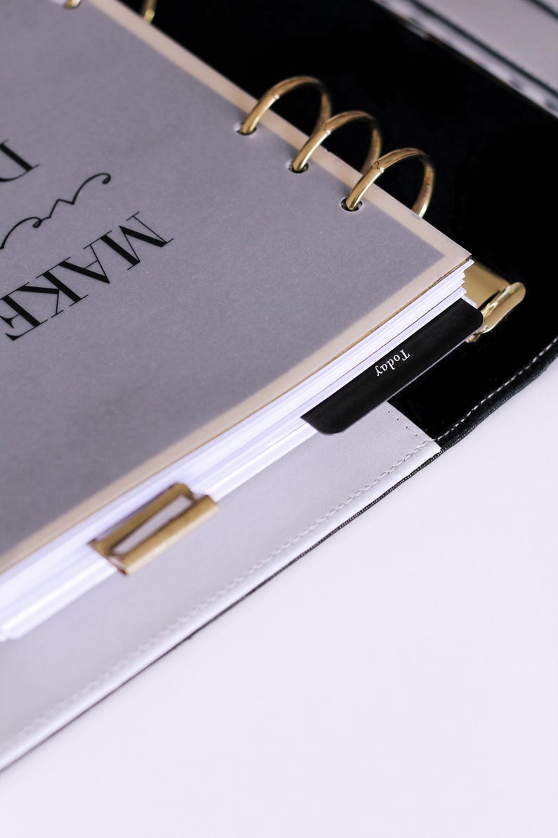Minimal Planner Page Marker | Black Snap In Today Planner Bookmark for A5 and Personal Filofax and LV Agenda | Minimal Planner Accessories image 6