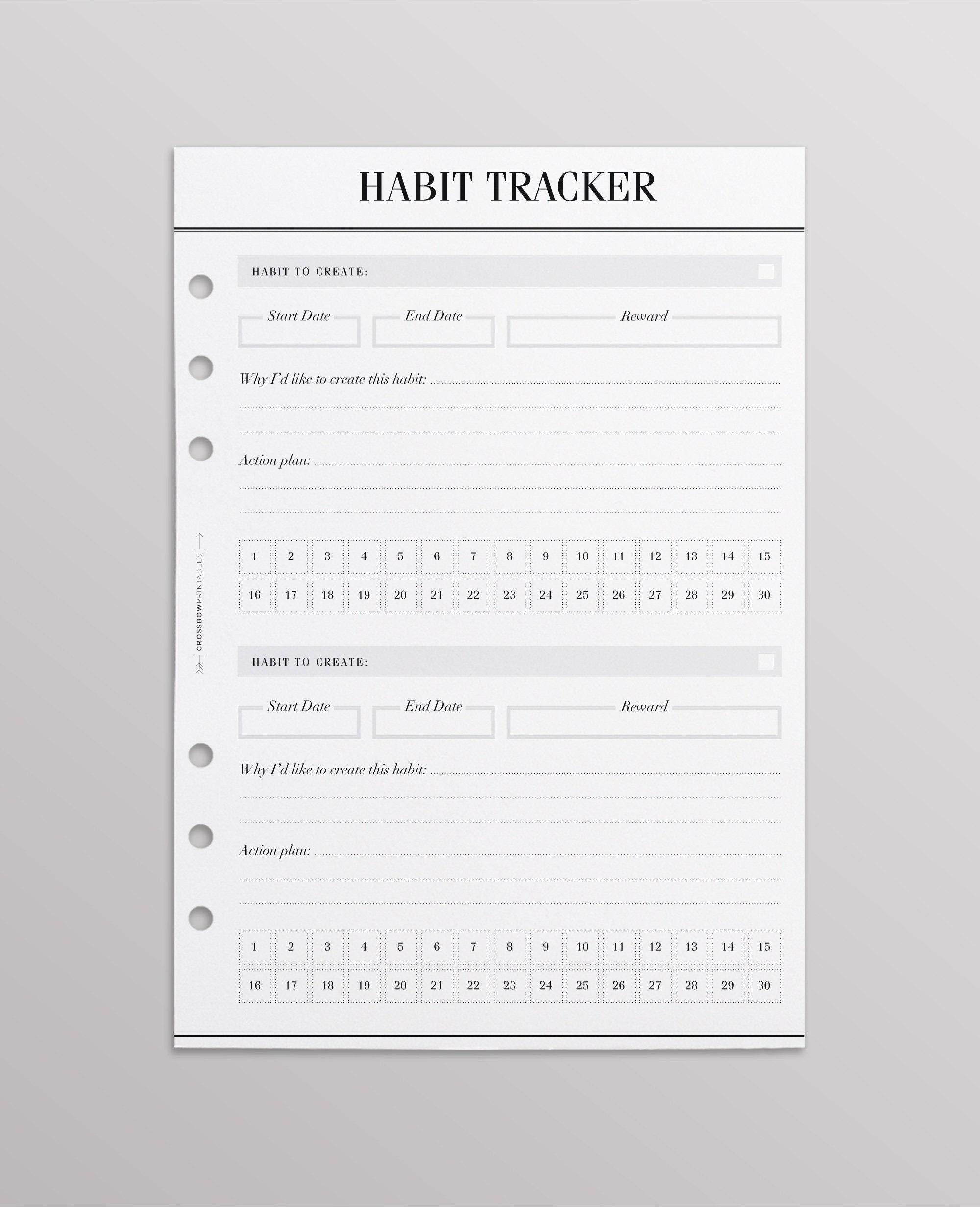 PRINTED Habit Tracker A5 Planner Inserts | Goal Planner | Habit Planner ...