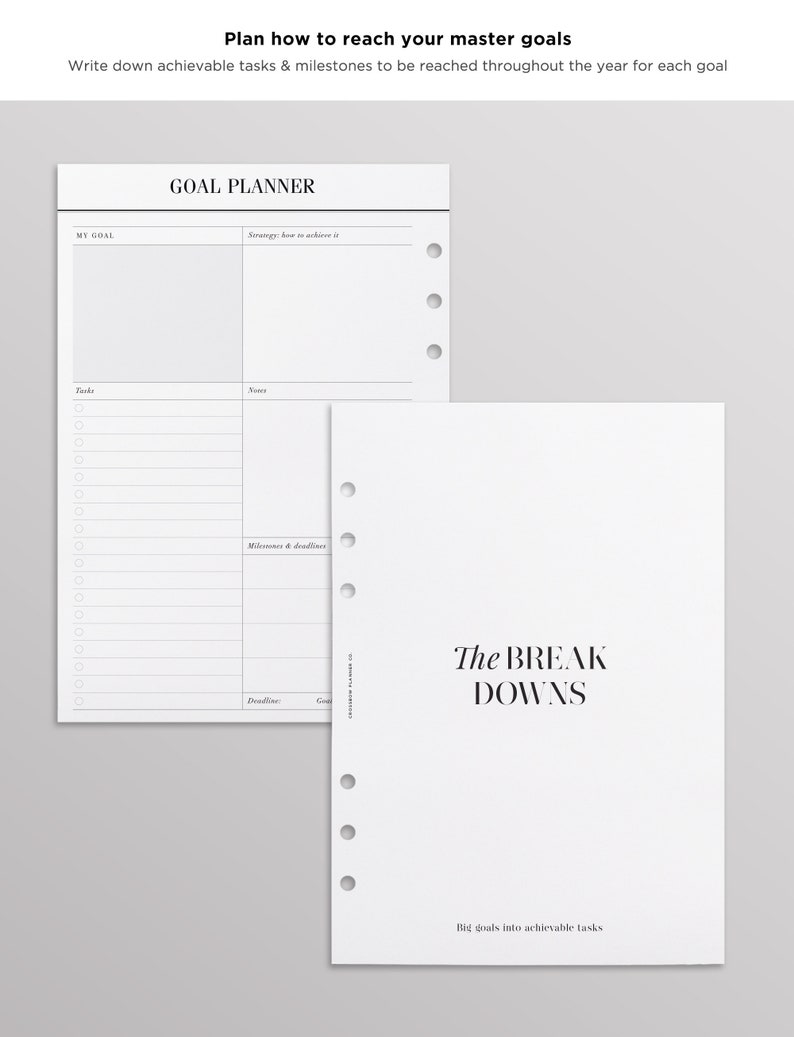 PRINTED Goal Planner Inserts Bundle - 12 Month Goal Setting Workbook | A5 Yearly Goals, Breakdowns and Monthly Goal Trackers | 64 Pages image 5