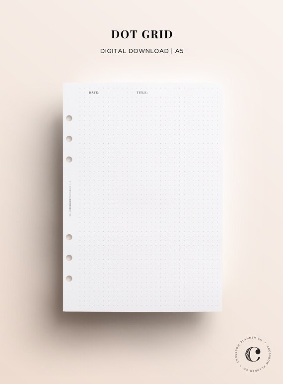 PRINTABLE A5 Dot Grid Printable Planner Inserts A5 Minimal - Etsy