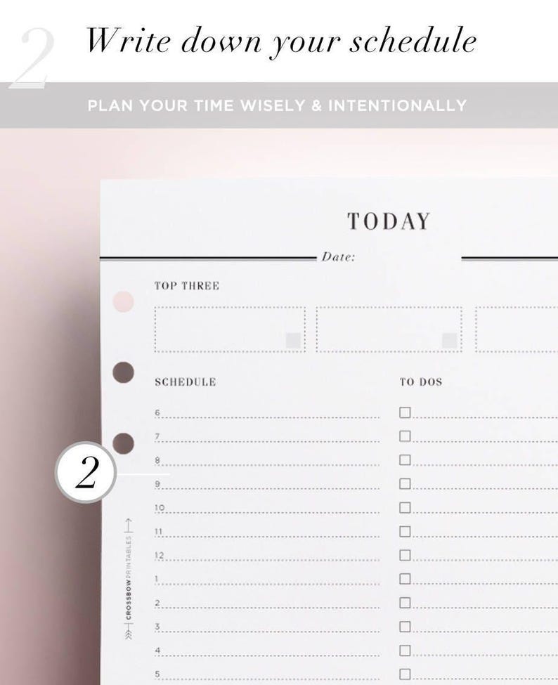 PRINTED Day On One Page Hourly Planner, DO1P, A5 Planner Inserts, Daily Planner Refill, A5 Daily Planner, A5 Filofax Inserts A5 Planner image 4