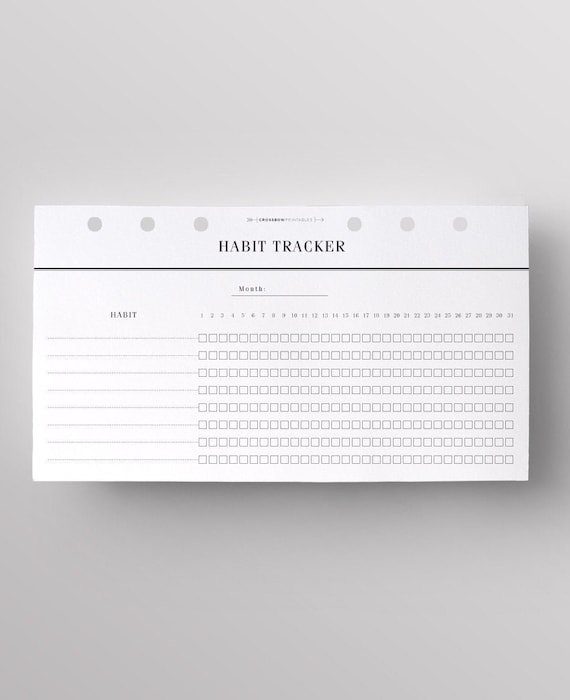 PRINTED Monthly Habit Tracker Personal Size | Printed Personal Planner Inserts | Habit Checklist for Filofax Personal | Productivity planner