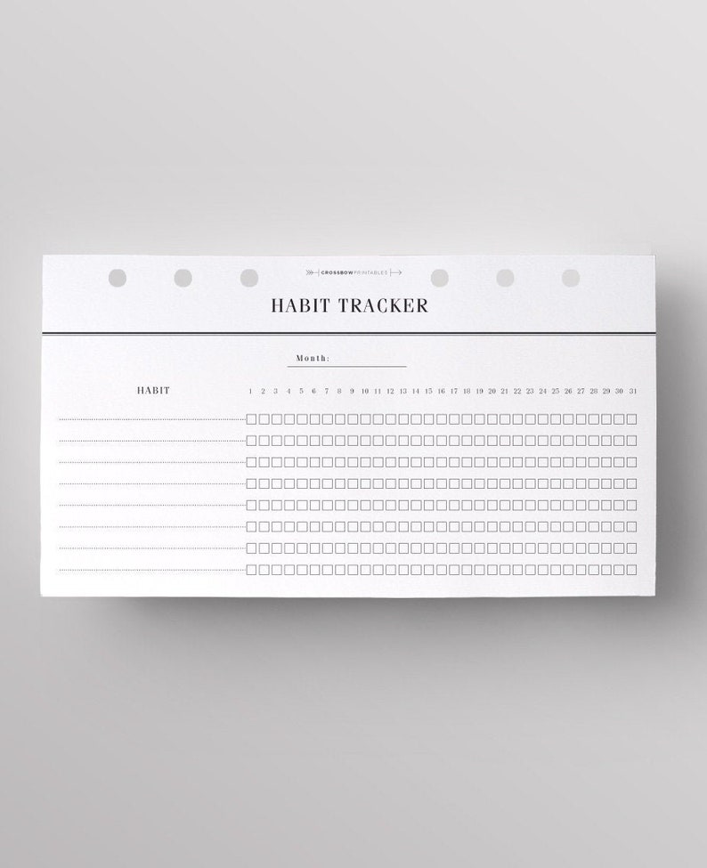PRINTED Monthly Habit Tracker Personal Size | Printed Personal Planner Inserts | Habit Checklist for Filofax Personal | Productivity planner image 1