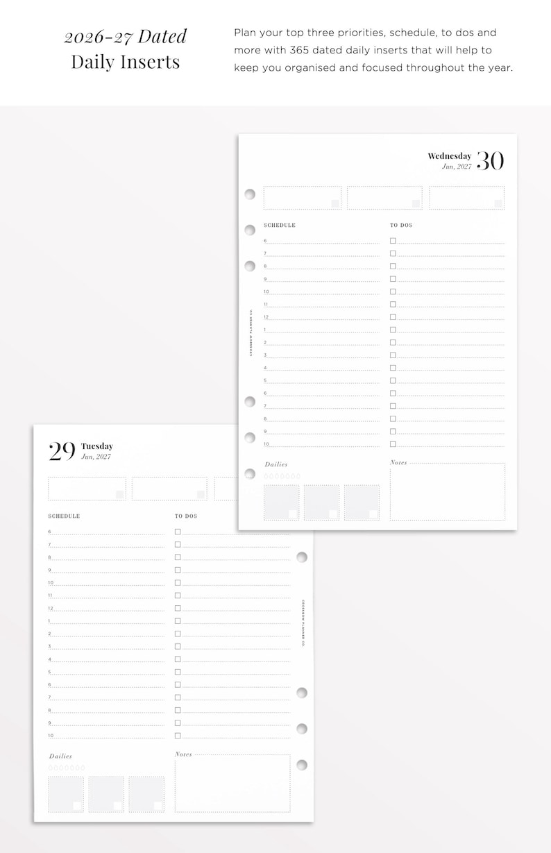 2026-2027 Daily Planner Inserts A5 | Printed Dated Day Per Page Planner Refill, 386 Pages, Dated Inserts for LV GM Agenda and Filofax image 6